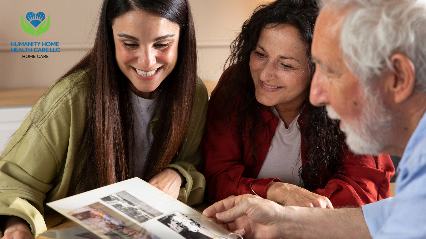 Family providing dementia care at home with safety and support