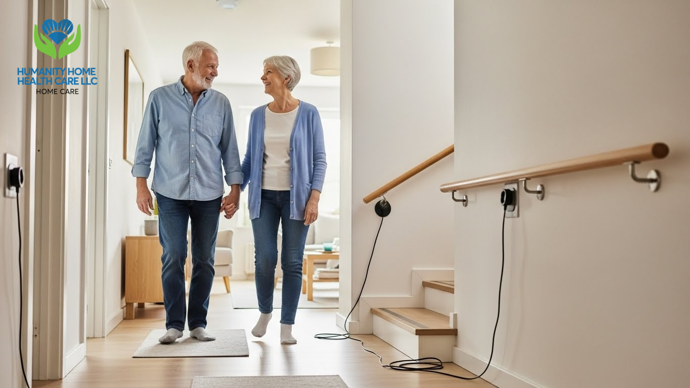 Senior aging safely at home with supportive living environment