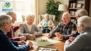 Caregiver providing companionship to a senior at home