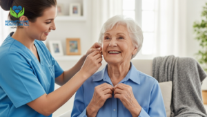 Personal care services helping a senior remain independent at home